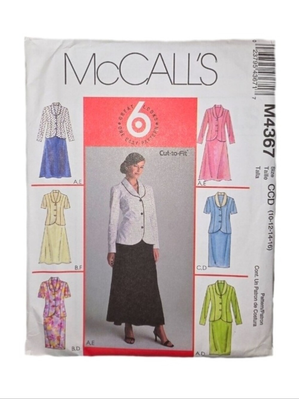 Sewing Pattern #M4367 Tops & Skirts Multicolor Size 10-16